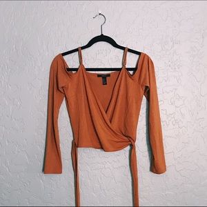 Forever 21 Wrap Around Crop Top Long Sleeve